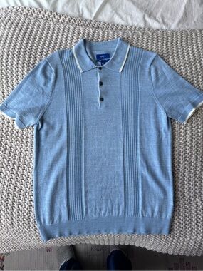 Apt. 9 Men’s Sky Blue Short-Sleeve Knit Polo with Cream Trim